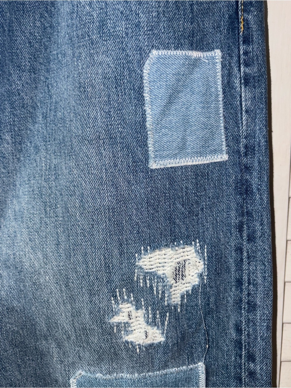 Todd Snyder Selvedge Denim Relaxed Fit Distressed Patchwork Jeans 28x32 - Picture 5 of 9